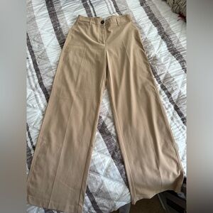 Bershka Tan Trousers with Black Button